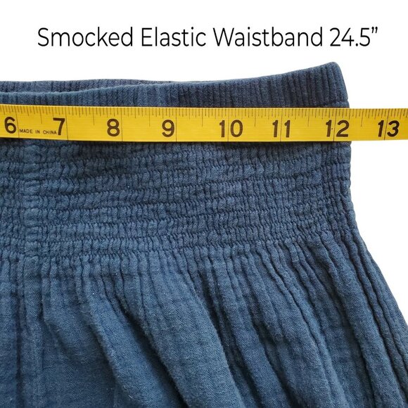 Lotus & Luna Wide Leg Cotton Pants in Color: Pacific Dark Teal Blue S - Picture 12 of 16